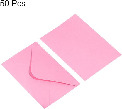 PATIKIL Mini Envelopes, 50 Pack Gift Cards Business Cards Envelope for Greeting Weddings, Pink