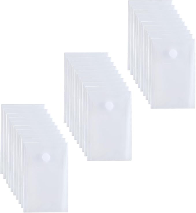 6''x4'' Vertical Plastic Envelopes Hook Loop Closure Coupon Receipt Storage Holder 30 Pack