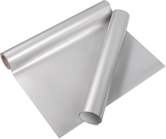 VINYL FROG Heat Transfer Vinyl Roll HTV Vinyl - 12" x5ft Silver Iron on Vinyl for T-Shirts, Heat Press Vinyl for DIY Craft Designs (Silver)