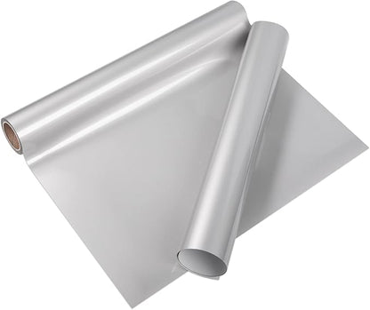 VINYL FROG Heat Transfer Vinyl Roll HTV Vinyl - 12" x5ft Silver Iron on Vinyl for T-Shirts, Heat Press Vinyl for DIY Craft Designs (Silver)