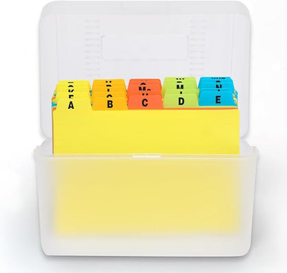 H4D Index Card Holder 4x6 Inches with 25 Plastic Dividers, Clear
