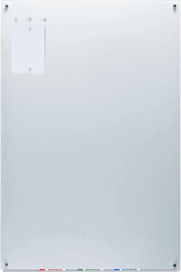 Audio-Visual Direct Magnetic White Glass Dry-Erase Board Set - 5' x 3.4' - Includes Magnets, Hardware & Marker Tray