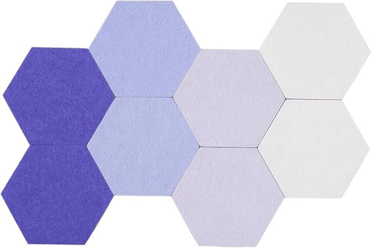 LAJAR 8 Pcs Hexagon Felt Bulletin Board Tiles, Self Adhesive Felt Pin Board Wall Tiles for Photos, Pictures, Memos (Purple)