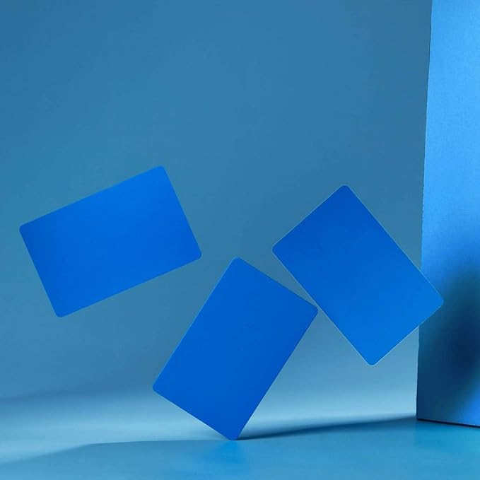 Thick Blue Aluminum Metal Business Cards Anodized Aluminum 86 X 54 X 0.8mm 15 pcs Include Protector Sleeves(Frosted)