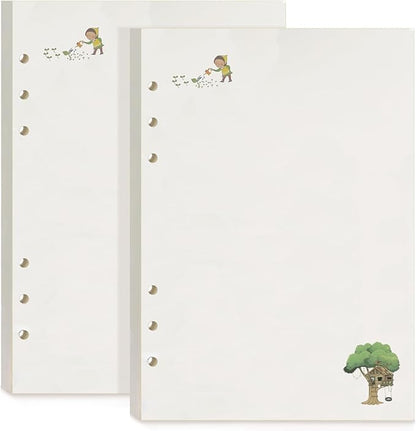 A5 Refills Paper, A5 Binder Planner Loose Leaf Paper,90 Sheets (180 Pages) 6-Hole Notebook Refills for 6-Ring Refillable A5 Ring Binder Notebook Planner, Blank Paper with Pattern