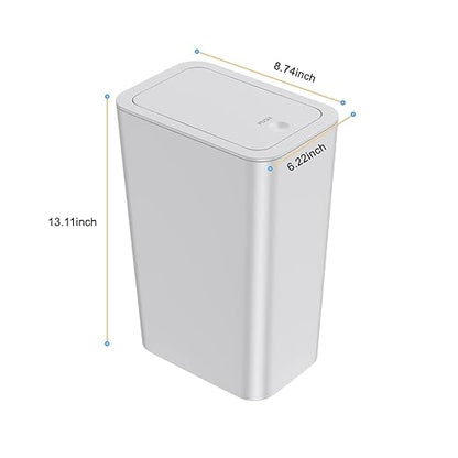 N. NETDOT 3 Pack 10 Liter / 2.6 Gallon Bathroom Trash Can, Small Trash Can with Lid, Garbage Can Waste Basket for Bathroom, Kitchen, Bedroom, Powder Room, Craft Room, Office, College (Gray)
