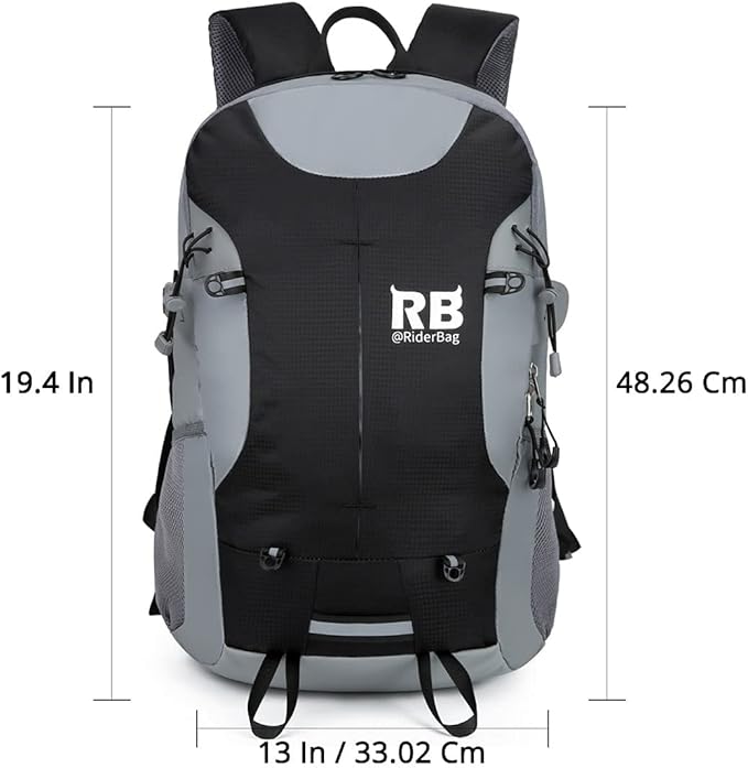 Reflective Motorcycle Backpack Lightweight, Water Resistant Casual Daypack with Laptop Pocket for Safe Commuter, Biking, and Daily Use. 35L Sport bookbag to Avoid Accidents (black backpack)