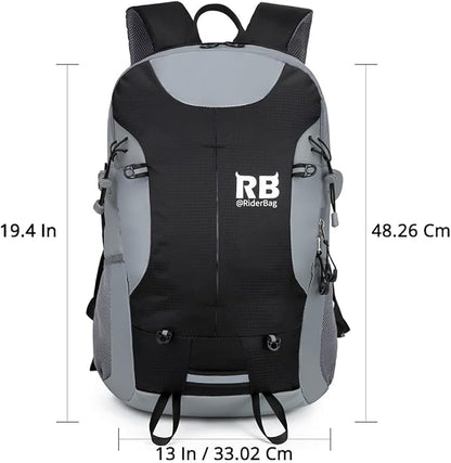 Reflective Motorcycle Backpack Lightweight, Water Resistant Casual Daypack with Laptop Pocket for Safe Commuter, Biking, and Daily Use. 35L Sport bookbag to Avoid Accidents (black backpack)