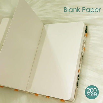 Pocket Journal, Small Notebook, A6 Sketchbook, 4x6, Unlined, Flower Embroidered Notebook, Blank, Hardcover, Lay Flat, Elastic Band, Beautiful Journal, Daisy Gifts for Women, White Daisy