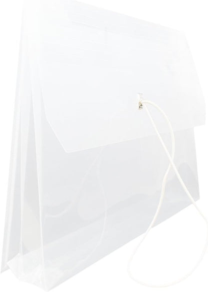 JAM PAPER Plastic Expansion Envelopes with Elastic Band Closure - Letter Booklet - 9 3/4 x 13 with 2.5 Inch Expansion - Clear - 12/Pack