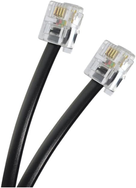 YUSHVN 2 Pack Black Phone Cord 2M 6.5ft Telephone Line Extension Cord Cable Wire Male to Male RJ11 6P4C Plug Landline Telephone Fax Machine