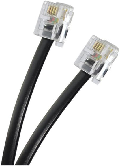 YUSHVN 2 Pack Black Phone Cord 2M 6.5ft Telephone Line Extension Cord Cable Wire Male to Male RJ11 6P4C Plug Landline Telephone Fax Machine