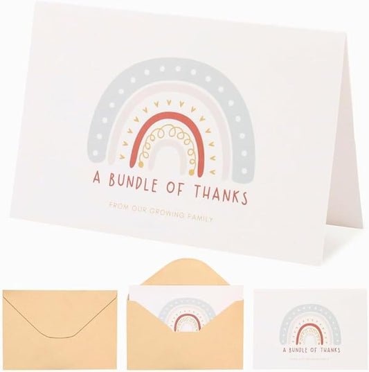 Baby Shower Thank You Cards with Envelopes, 30 Pack, Baby Girl Shower, Baby Boy Shower, Gender Neutral, Baby Shower Thank You Notes, Baby Shower Cards, Baby Thank You Cards for Girl, Baby Thank You