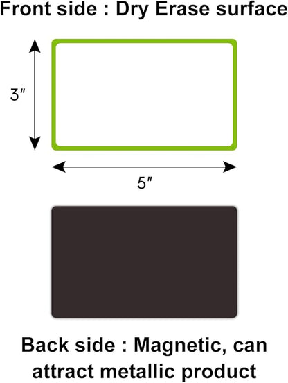 Dry Erase Magnetic Label 5x3 Inch Colored Border, 40 Pack, Reusable Magnetic Dry Erase Labels, Magnet Labels for Whiteboards