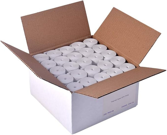 4 3/8 x 75 feet x 25 rolls CORELESS BPA Free Thermal Paper Rolls for Zebra QLn420 and Star TSP800 Mobile Thermal Receipt Printers. 38mm diameter