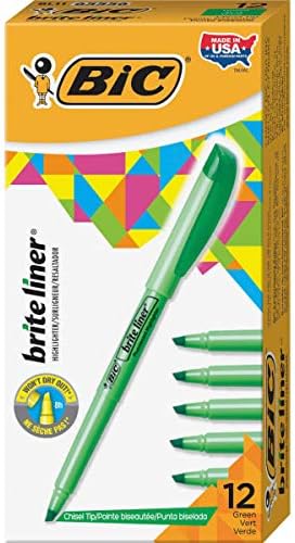 BIC Brite Liner Highlighter, Chisel Tip, Green, 12-Count (BL11-GREEN)
