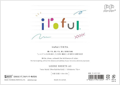 iroful 75 gsm Loose Sheet, 8.27" x 5.85", 100 Sheets/Pack, 7mm Ruled, Landscape, White, 1 pack (PI-A5P-YWY)