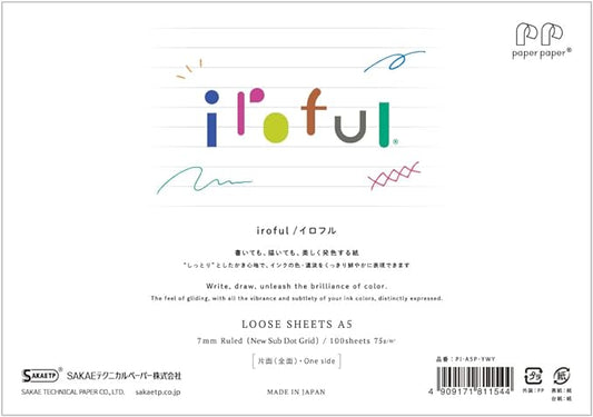 iroful 75 gsm Loose Sheet, 8.27" x 5.85", 100 Sheets/Pack, 7mm Ruled, Landscape, White, 1 pack (PI-A5P-YWY)