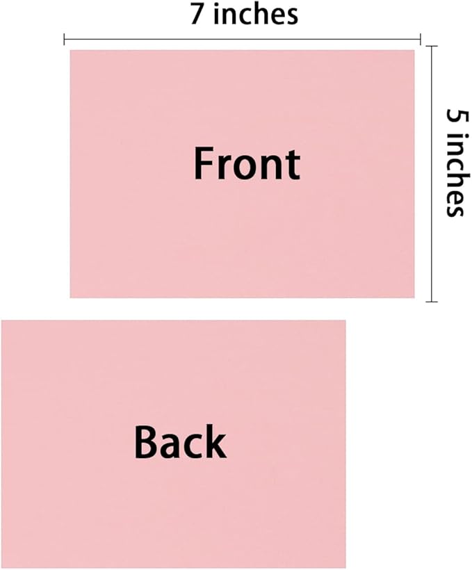 100 Pack Thick Paper Cardstock Blank Heavy Cards Stock for Invitations, Greeting Cards Making, Postcards, Photos, 250GSM Thick Paper (Pink, 5x7 inches)