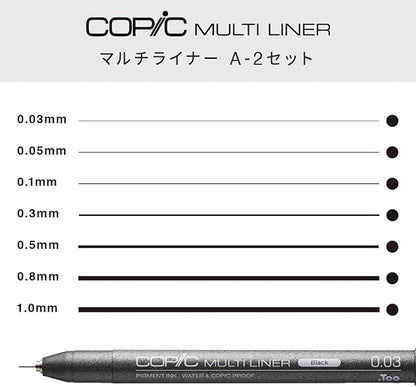 Copic Markers MLA2 Multiliner Inking Pen, Set A-2,Black