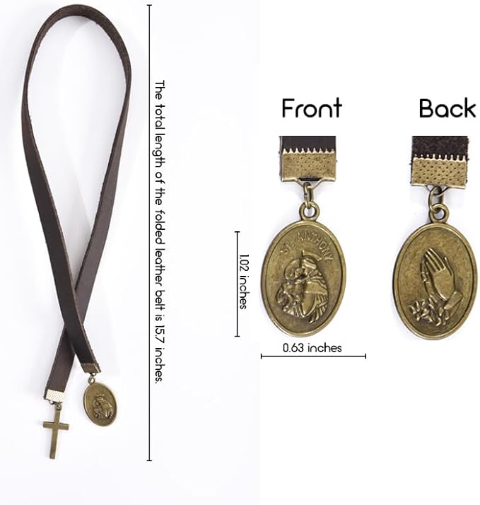 Bookmarks, Handmade Retro Cross Bible Bookmark with Long Leather Straps, Christian Saint Book Mark, Ideal Christian Gift (Style 5)
