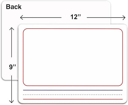 Double Sided Whiteboard 9”x12” Story Lined Dry Erase Board for Kids Writing Board Age 3-5 Practice Drawing Small White Board Teacher Elementary Grade 1 Kindergarten Preschool