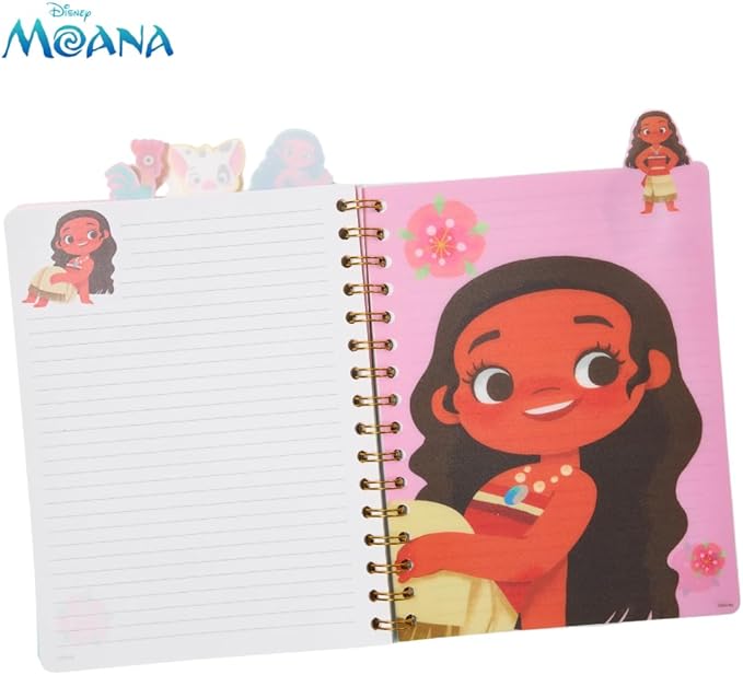 Innovative Designs Disney Moana Tab Journal Notebook for Kids, Spiral Bound, 96 Lined Pages, 8 x 7 inches