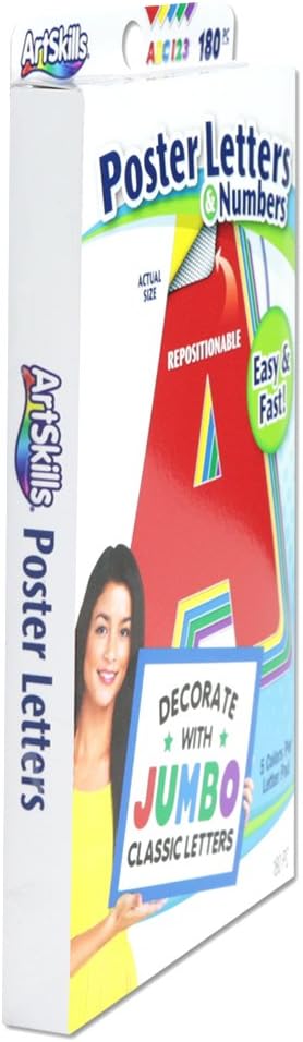 ArtSkills Jumbo 4" Sticky Primary Color Poster Letters and Numbers, 190 Pieces