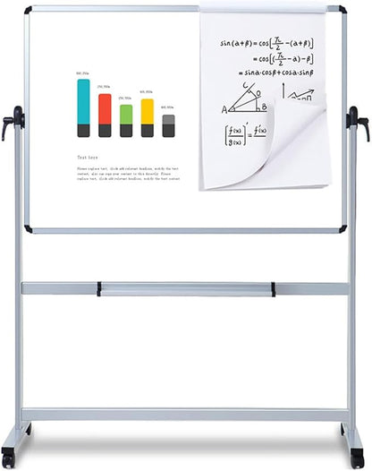 VIZ-PRO Double-Sided Magnetic Mobile Whiteboard, 96 x 48 Inches Aluminium Frame and Stand
