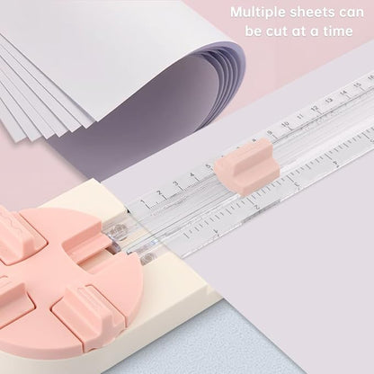 Paper Cutter,4-in-1 Paper Trimmer,Photo Cutter,Multi-Function Scrapbooking Tool with Dial Blades of Straight,Wave,Perforated,Creasing for Cutting Paper,Coupons,Postcards,Card