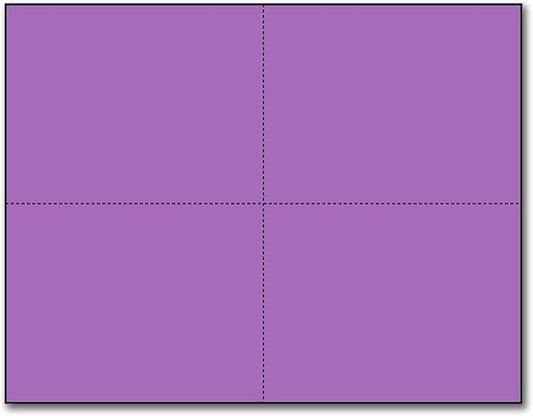 Blank Colored 4-up Postcard Paper by Desktop Publishing Supplies - 25 Sheets / 100 Postcards Pack - Printable with Laser or Inkjet Printer - Plain Matte Cardstock (Purple)