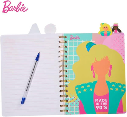 Innovative Designs Barbie Tab Journal Notebook for Kids, Spiral Bound, 96 Lined Pages, 8 x 7 inches, Pink