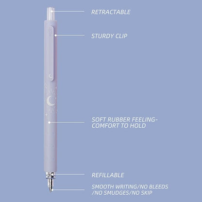 Kaco Gel Pens Cute Stationery 3 Pieces 0.5mm Fine Point, Quick Drying Pens for Journaling Aesthetic Office Supplies, 2 Black Ink and 1 Coral Ink