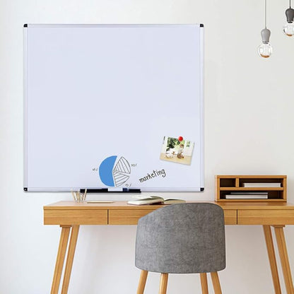 VIZ-PRO Magnetic Whiteboard/Dry Erase Board, 48 X 48 Inches, Silver Aluminium Frame
