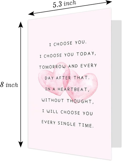 Ogeby Cute Valentines Day Card Gifts for Boyfriend Girlfriend, Sweet Anniversary Cards Gifts for Husband Wife, I Choose You Every day Love Card for Him Her