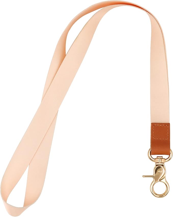 Lanyard, Long Neck Lanyard Key Lanyard, Id Badge Lanyard for Women and Men, Cute Cool Lanyard Strap for Car Keys, Card Holder, Whistle, Keychain, Wallet (Apricot)