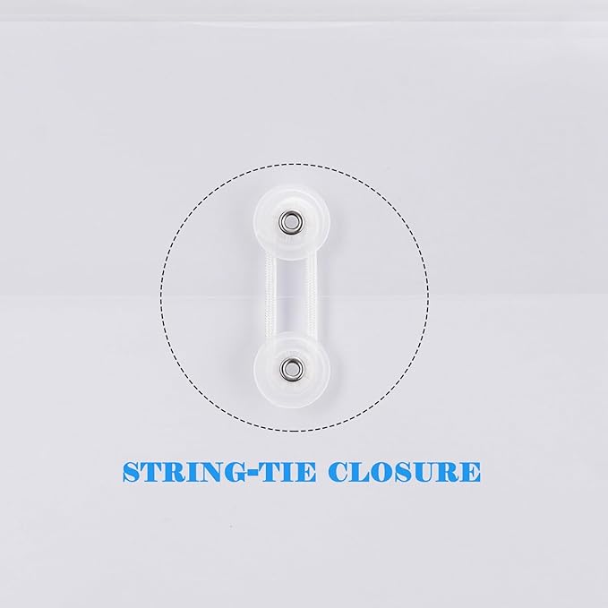A4 Letter Size Plastic Poly Envelopes with Button and String Tie Closure, 1-1/4" Expansion Clear File Folders Side Loading Documents Organizer for Home School and Office Supplies (6)