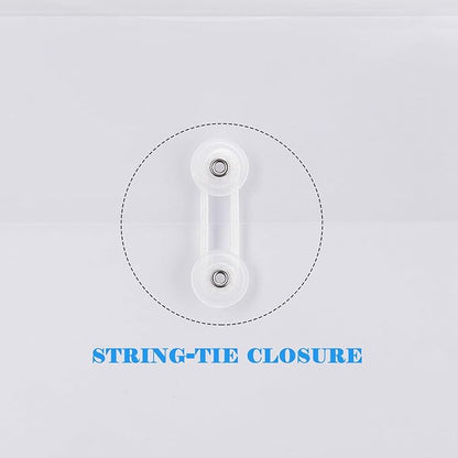 A4 Letter Size Plastic Poly Envelopes with Button and String Tie Closure, 1-1/4" Expansion Clear File Folders Side Loading Documents Organizer for Home School and Office Supplies (6)