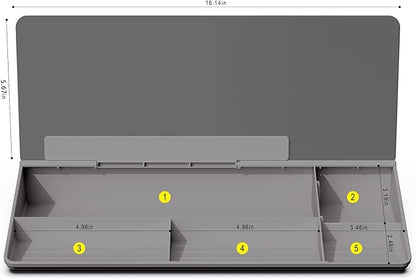 TOWON Small Tilted Desktop Glass Whiteboard, Notepad Computer Keyboard Stand with Dry Erase Board Surface, Desk Organizers with Accessories for Office, Home, School Supplies, Gray, 18 x 6 Inches