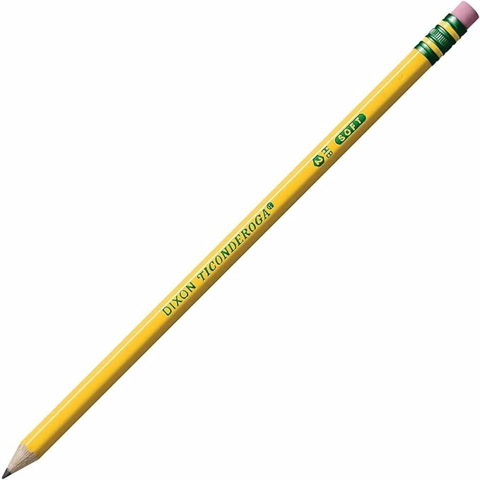 Ticonderoga Wood-Cased Pencils, Pre-Sharpened, 2 HB Soft, Yellow, 12 Count