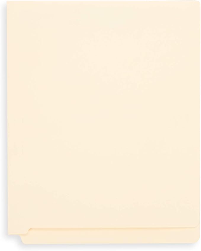 50 End Tab Fastener File Folders - Reinforced Straight Cut Tab - Designed to Organize Standard Medical Files and Office Documents - Letter Size, Manila, 50 Pack