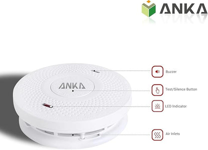ANKA Smoke Alarms 10 Years Battery Dual Smoke Sensor Alarm with Voice Warning, 10 Year Lithium Battery Fire Alarm,Complies with UL 217 Standards, Fire Alarms Detector (3PCS)