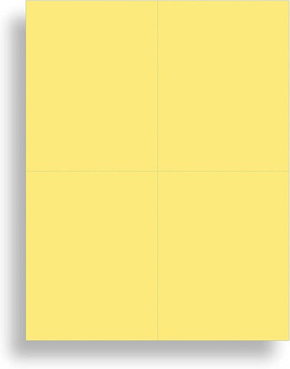 Blank Colored 4-up Postcard Paper by Desktop Publishing Supplies - 25 Sheets / 100 Postcards Pack - Printable with Laser or Inkjet Printer - Plain Matte Cardstock (Plain Yellow)