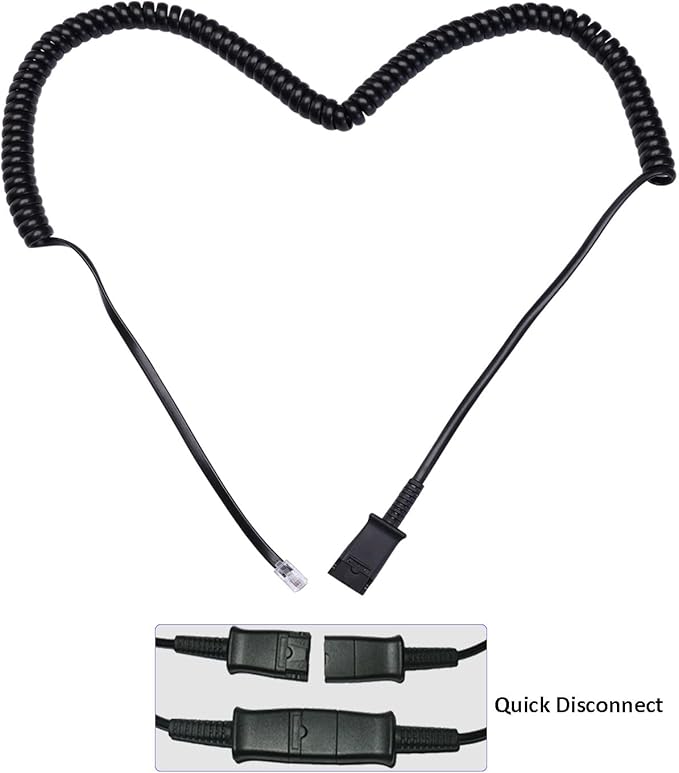 Office Telephone Headset with Noise Cancelling Mic RJ9 U10P Bottom Cable Compatible with Landline Desk Phones Polycom VVX, Avaya Digital, Fanvil, AudioCodes and Many More