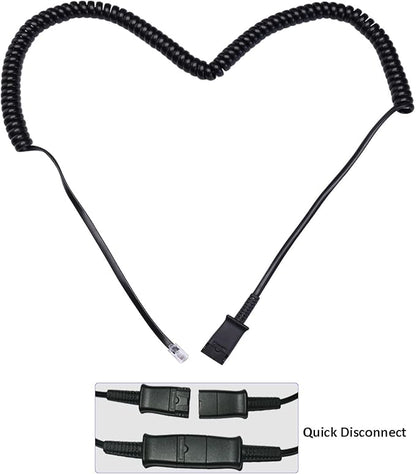 Office Telephone Headset with Noise Cancelling Mic RJ9 U10P Bottom Cable Compatible with Landline Desk Phones Polycom VVX, Avaya Digital, Fanvil, AudioCodes and Many More