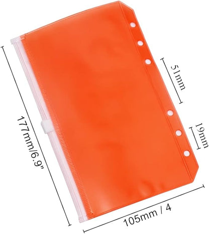 Colorful PVC Binder Pockets 12pcs A6 Binders Zipper Pouch Bag Loose Leaf 6 Holes PVC Zip Organizer Folder for Journal Budget Filing Pocket Bags