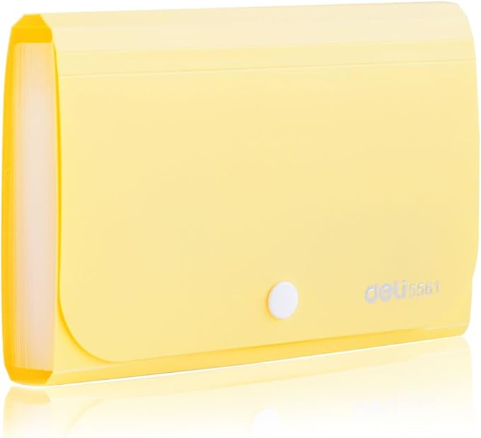 Expanding File Folder, Subdivision Accordion File Folder Mini Organizer PP Wallet for Cards,Coupons,Receipt,Tax Item or Changes,7x4.5 Inches,12 Pockets with Tabs and Check Case(Yellow)