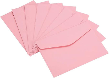 PATIKIL Mini Envelopes, 100 Pack Paper Blank Small Items Storage Business Card Holder for Greeting Note Party, Pink