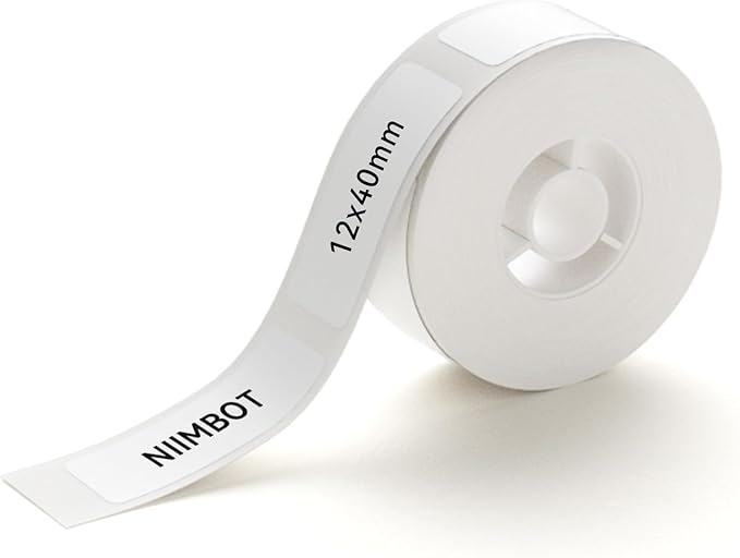 NIIMBOT Label Maker Tape for D11/D110/D101 Label Maker, 12 x 40 mm (0.47'' x 1.57'')-160 Tapes/Roll for Home Office Labeling Tape Replacement, White