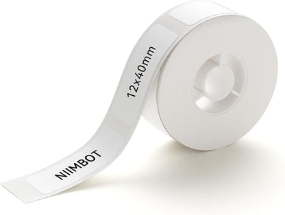 NIIMBOT Label Maker Tape for D11/D110/D101 Label Maker, 12 x 40 mm (0.47'' x 1.57'')-160 Tapes/Roll for Home Office Labeling Tape Replacement, White